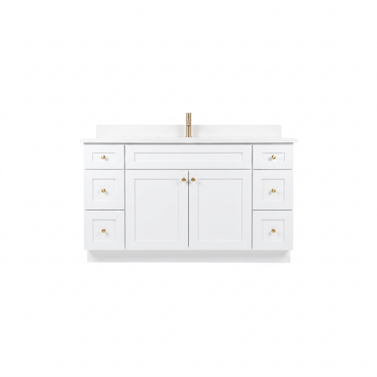 60" White Shaker Vanity – Single Sink