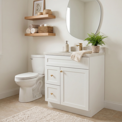 30" White Shaker Vanity – Single Sink