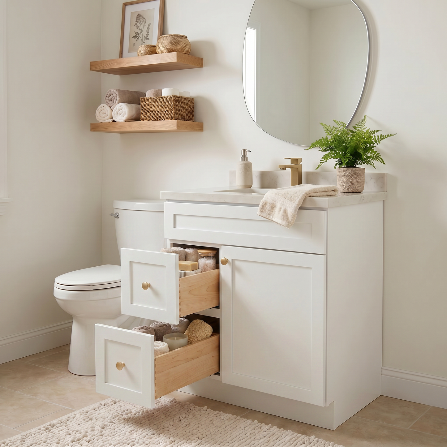 30" White Shaker Vanity – Single Sink