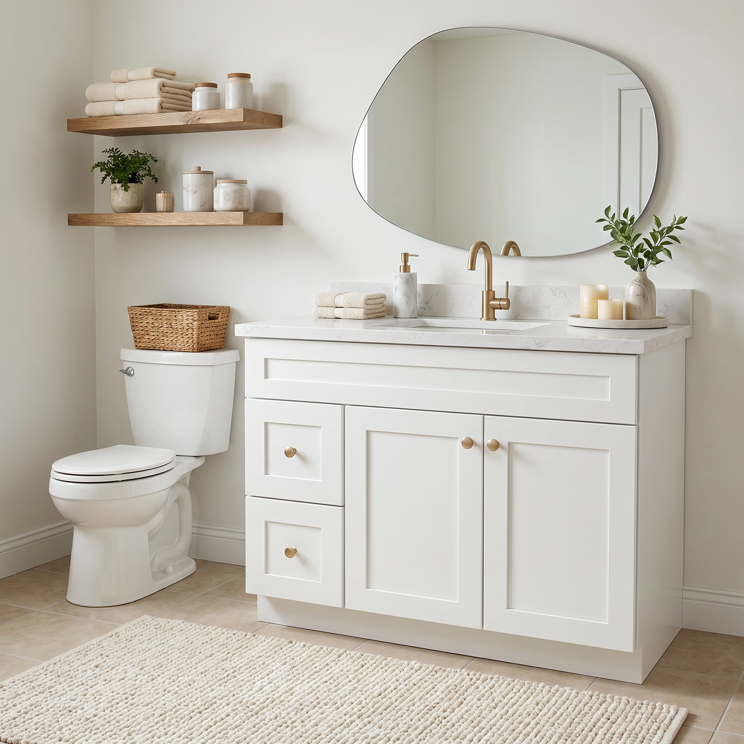 42" White Shaker Vanity – Single Sink