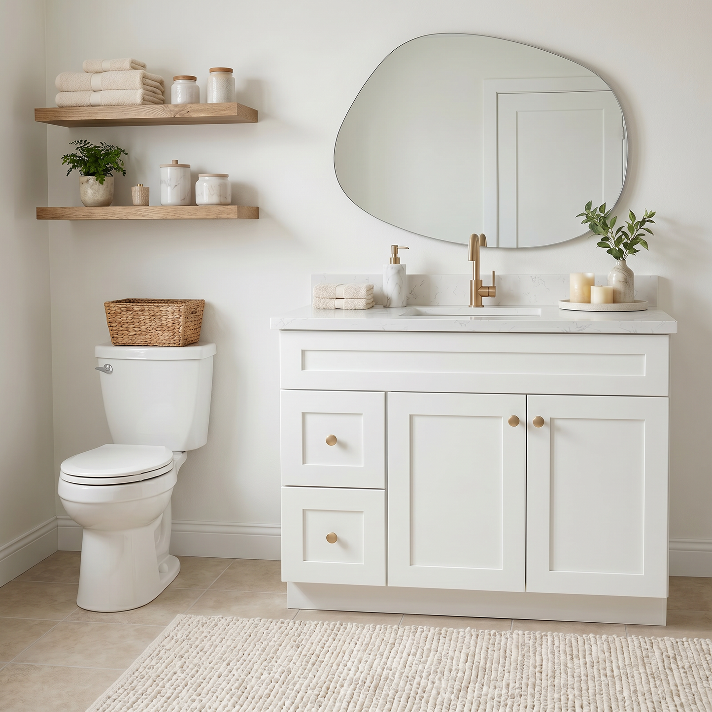 42" White Shaker Vanity – Single Sink