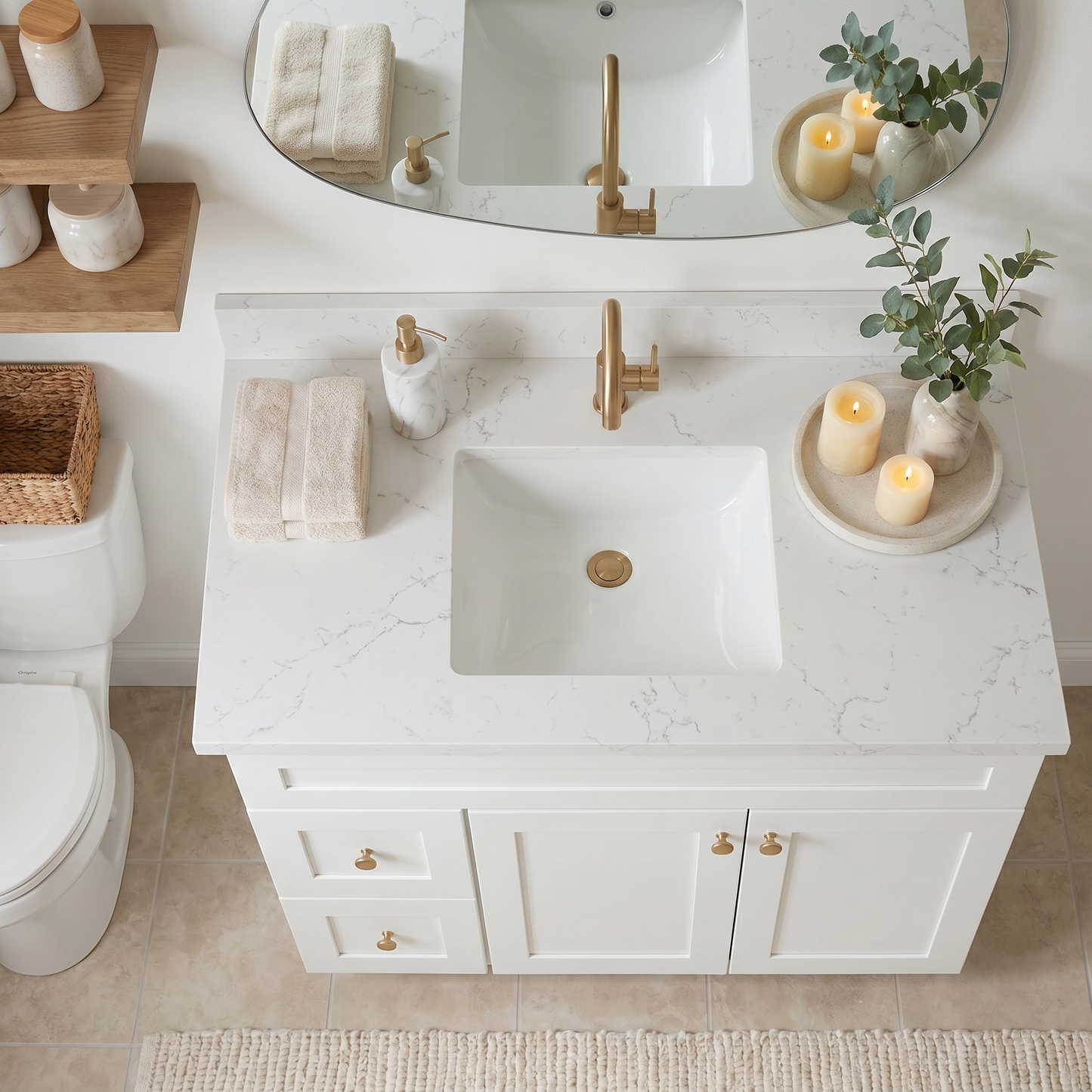 42" White Shaker Vanity – Single Sink