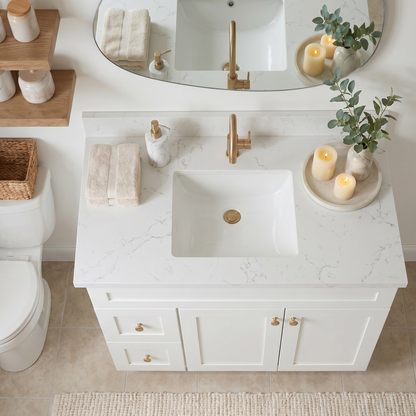 42" White Shaker Vanity – Single Sink