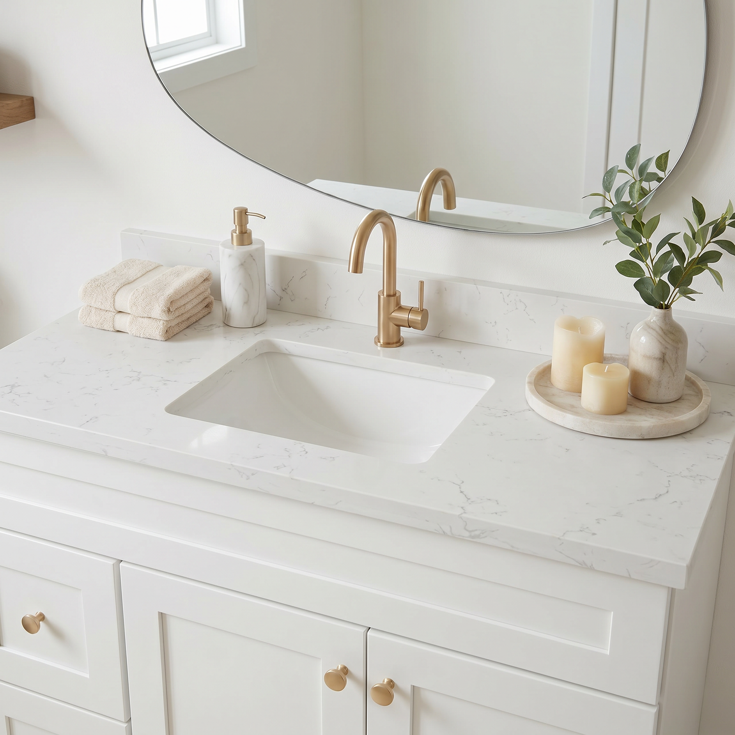 42" White Shaker Vanity – Single Sink