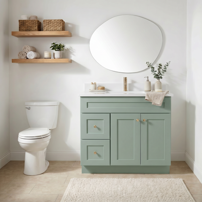 36" Olive Green Shaker Vanity – Single Sink