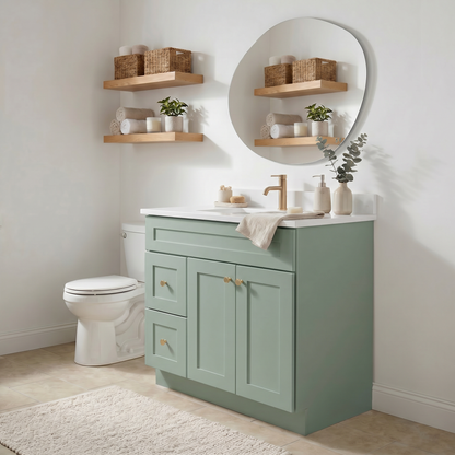 36" Olive Green Shaker Vanity – Single Sink