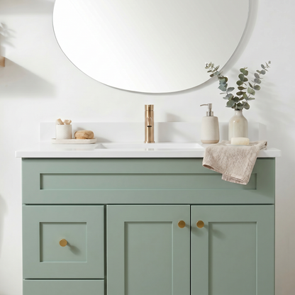 36" Olive Green Shaker Vanity – Single Sink
