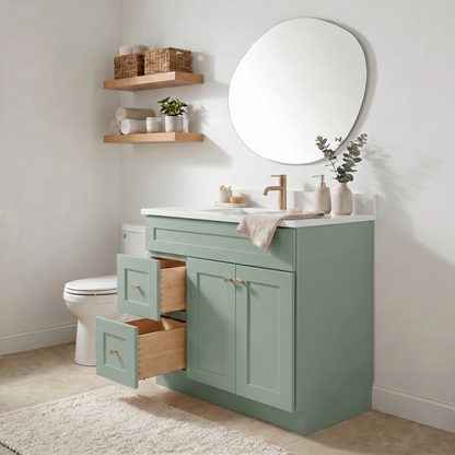 36" Olive Green Shaker Vanity – Single Sink
