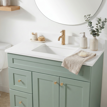36" Olive Green Shaker Vanity – Single Sink