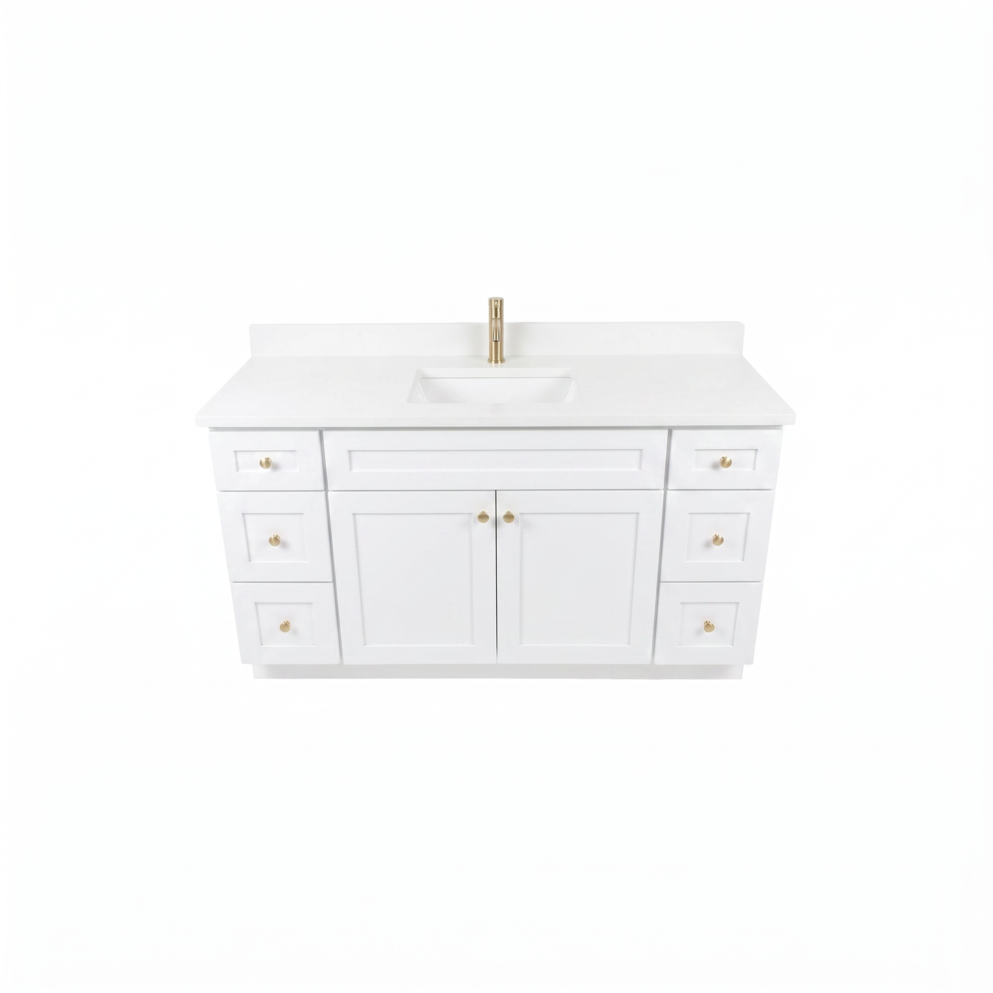 60" White Shaker Vanity – Single Sink