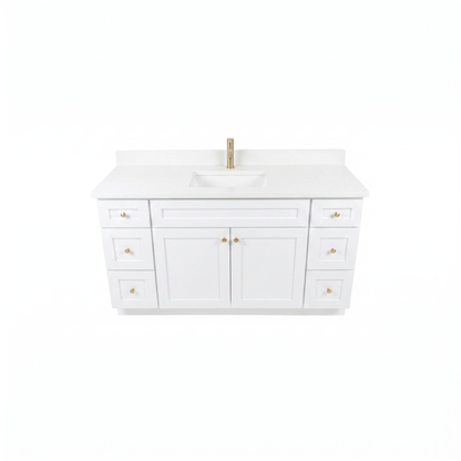 60" White Shaker Vanity – Single Sink