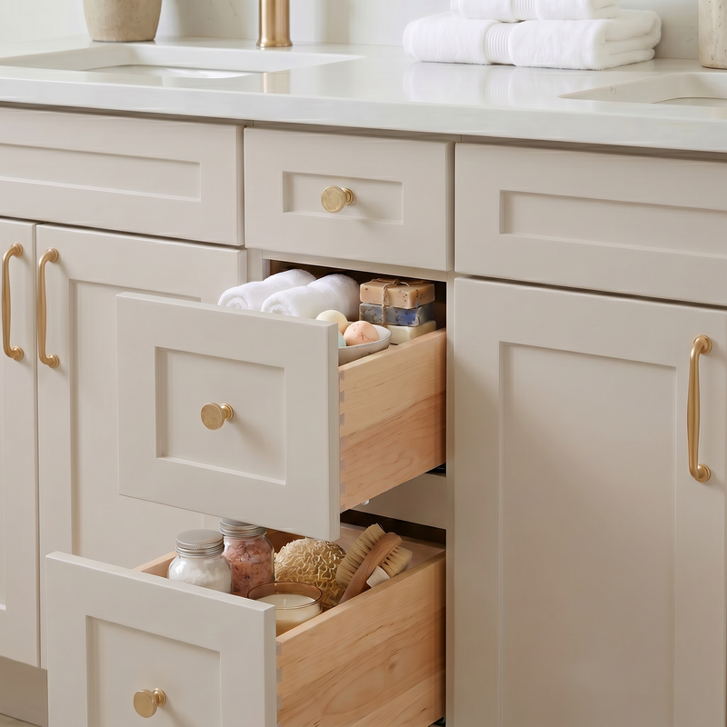 72" Taupe Shaker Vanity – Double Sink