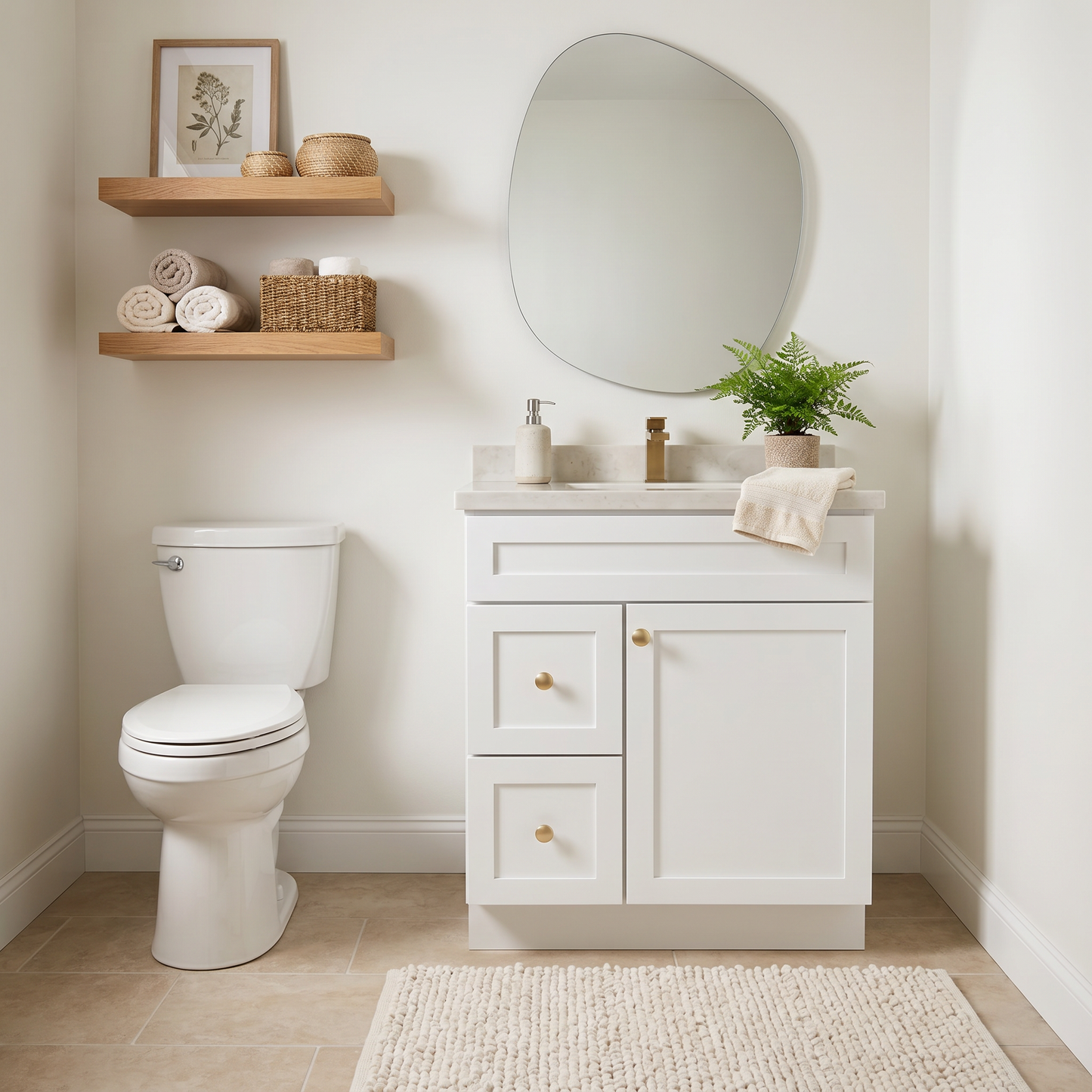 30" White Shaker Vanity – Single Sink