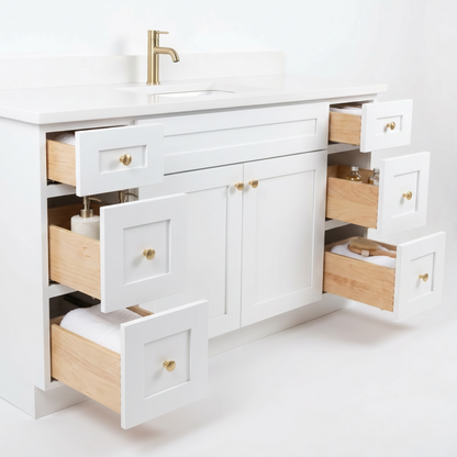 60" White Shaker Vanity – Single Sink