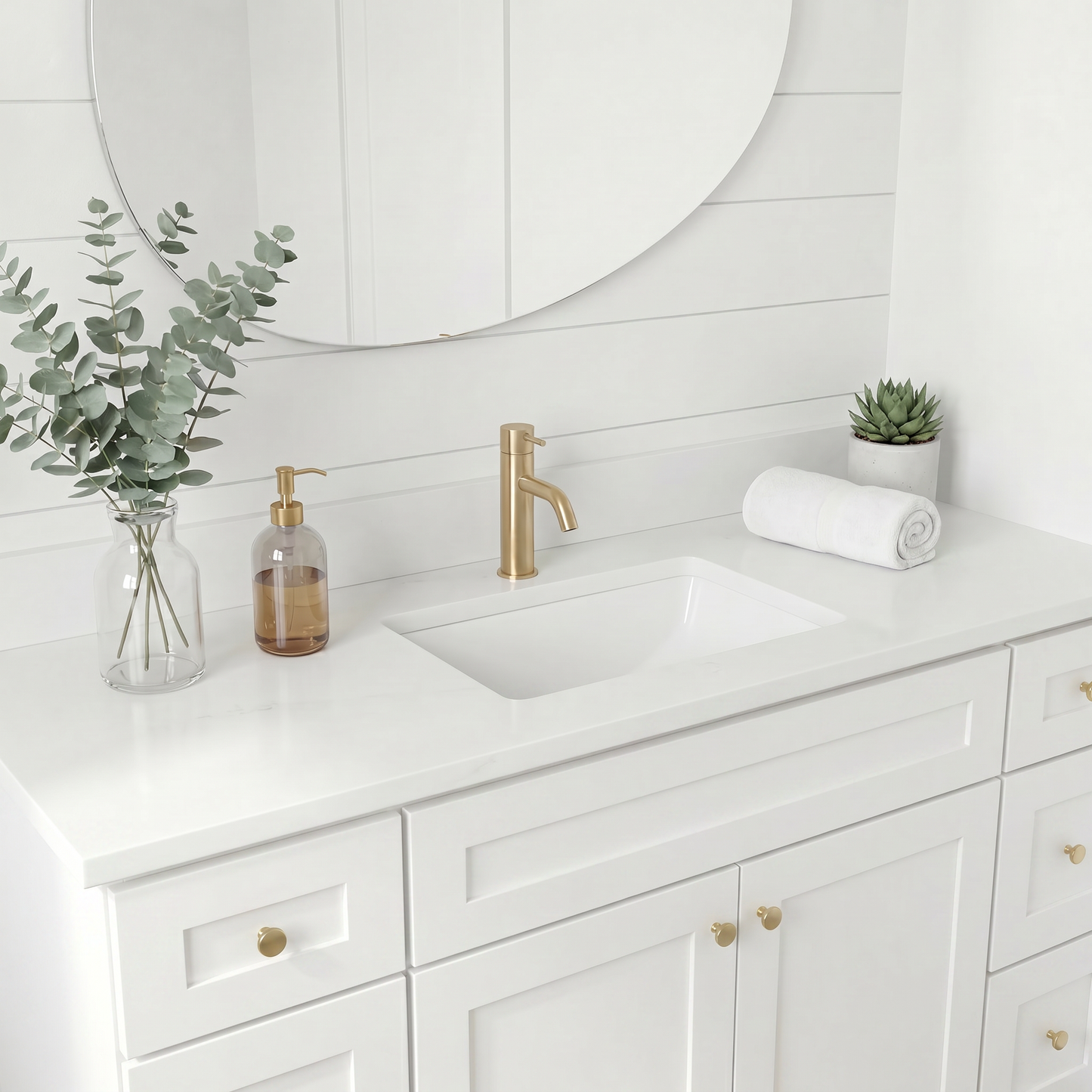 60" White Shaker Vanity – Single Sink