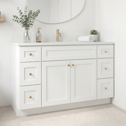 60" White Shaker Vanity – Single Sink