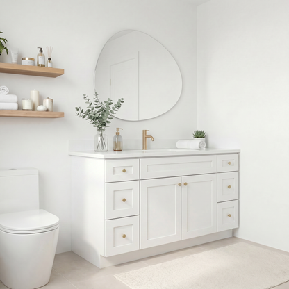 60" White Shaker Vanity – Single Sink