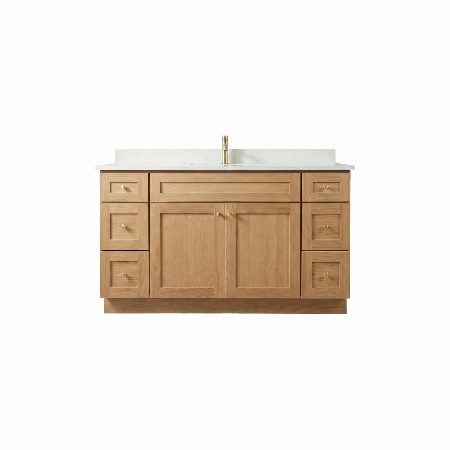 60" White Oak Shaker Vanity – Single Sink