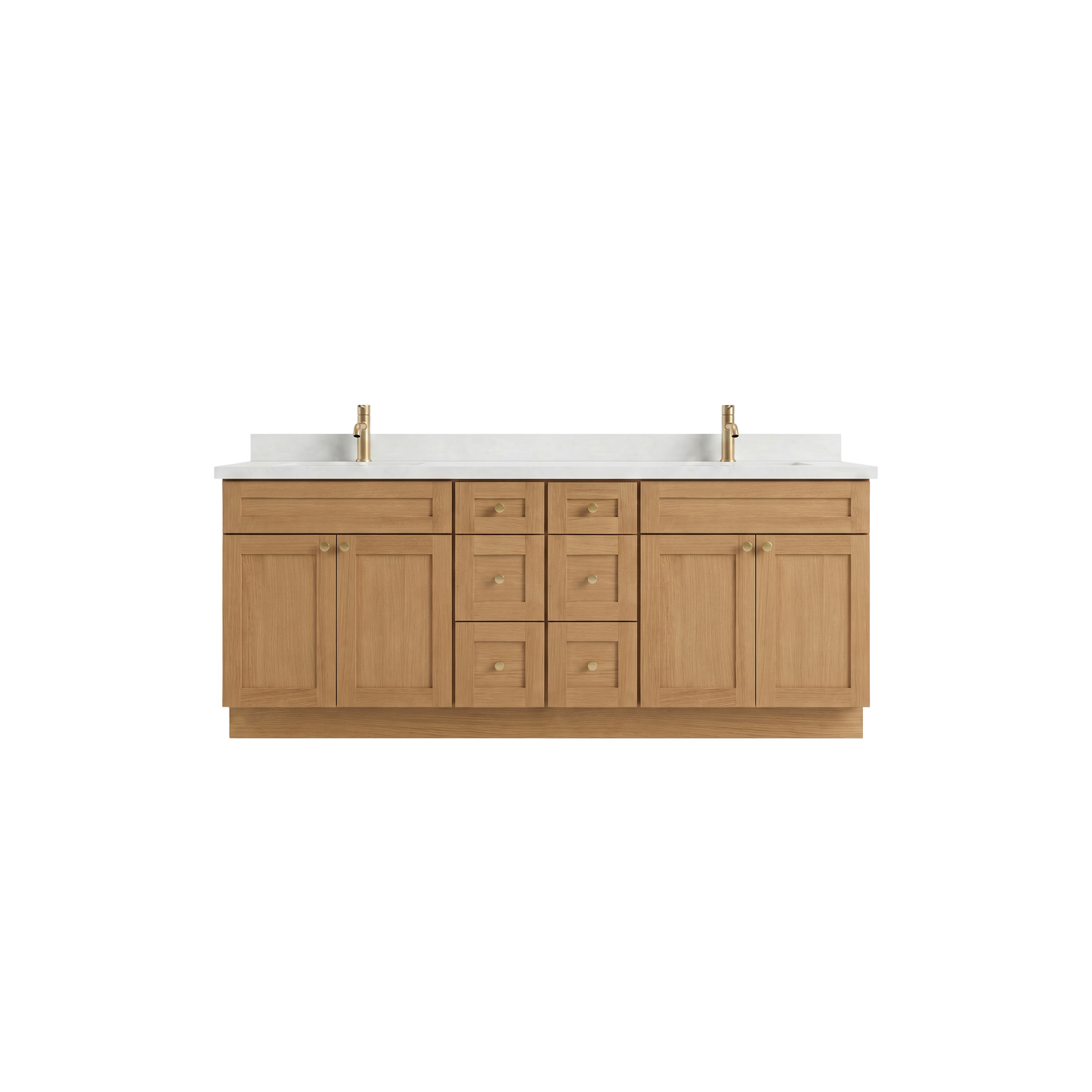 84" White Oak Shaker Vanity – Double Sink