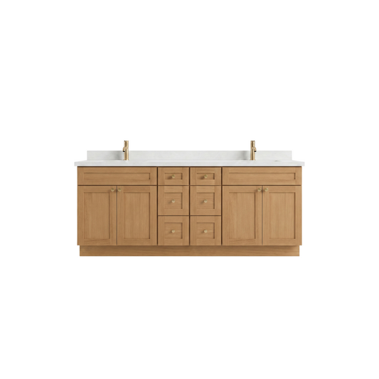 84" White Oak Shaker Vanity – Double Sink