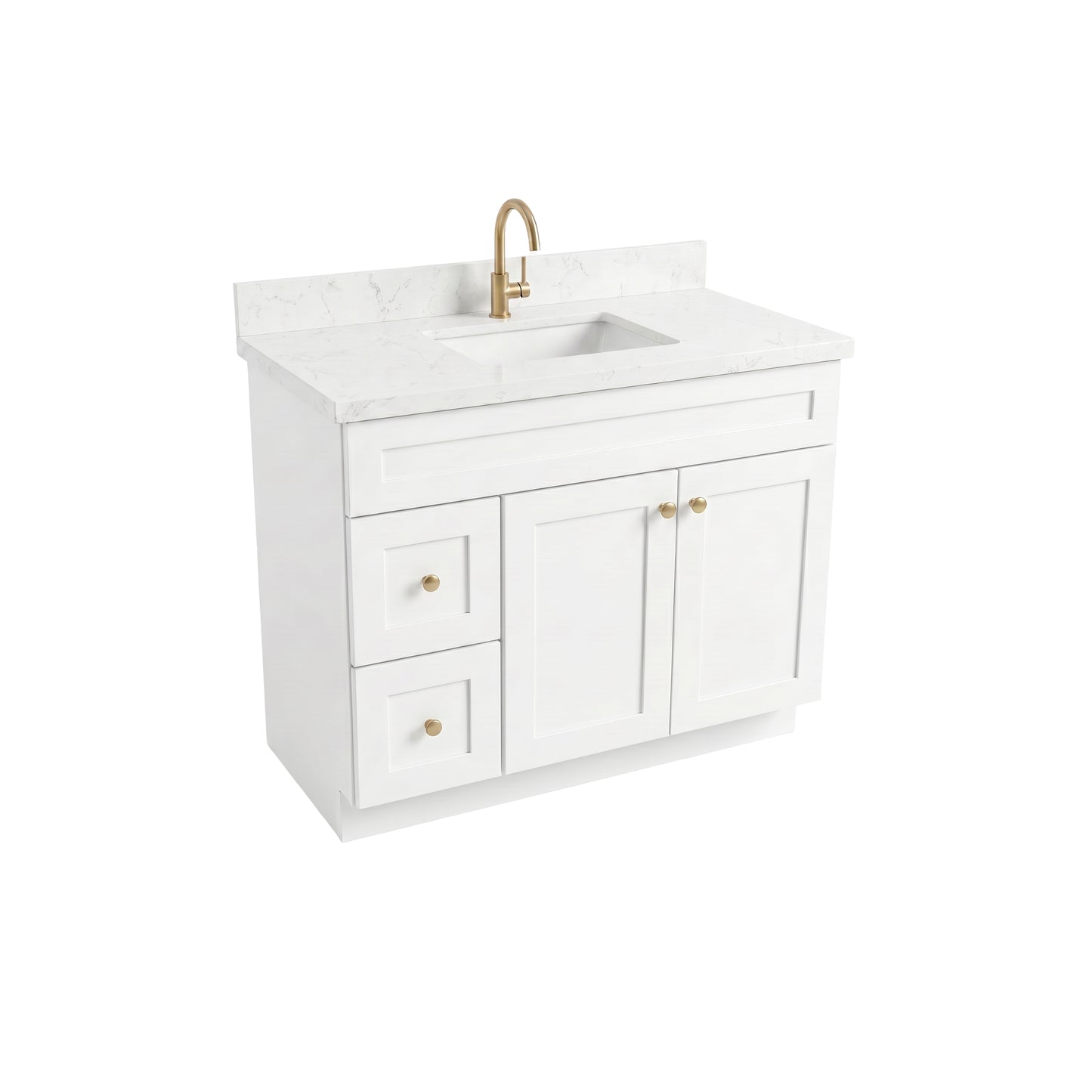 42" White Shaker Vanity – Single Sink