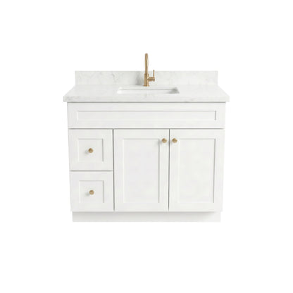 42" White Shaker Vanity – Single Sink