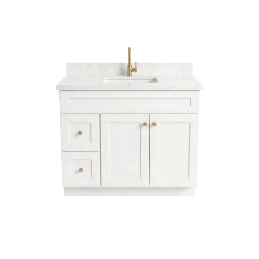 42" White Shaker Vanity – Single Sink