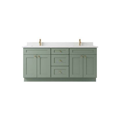 72" Olive Green Shaker Vanity – Double Sink