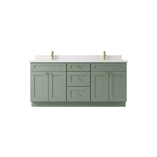 72" Olive Green Shaker Vanity – Double Sink