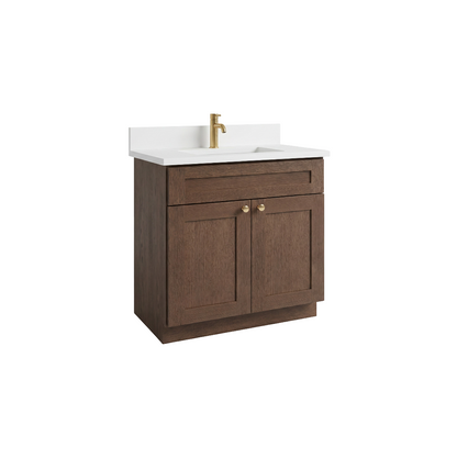 30" Coffee Bean Oak Shaker Vanity – Single Sink