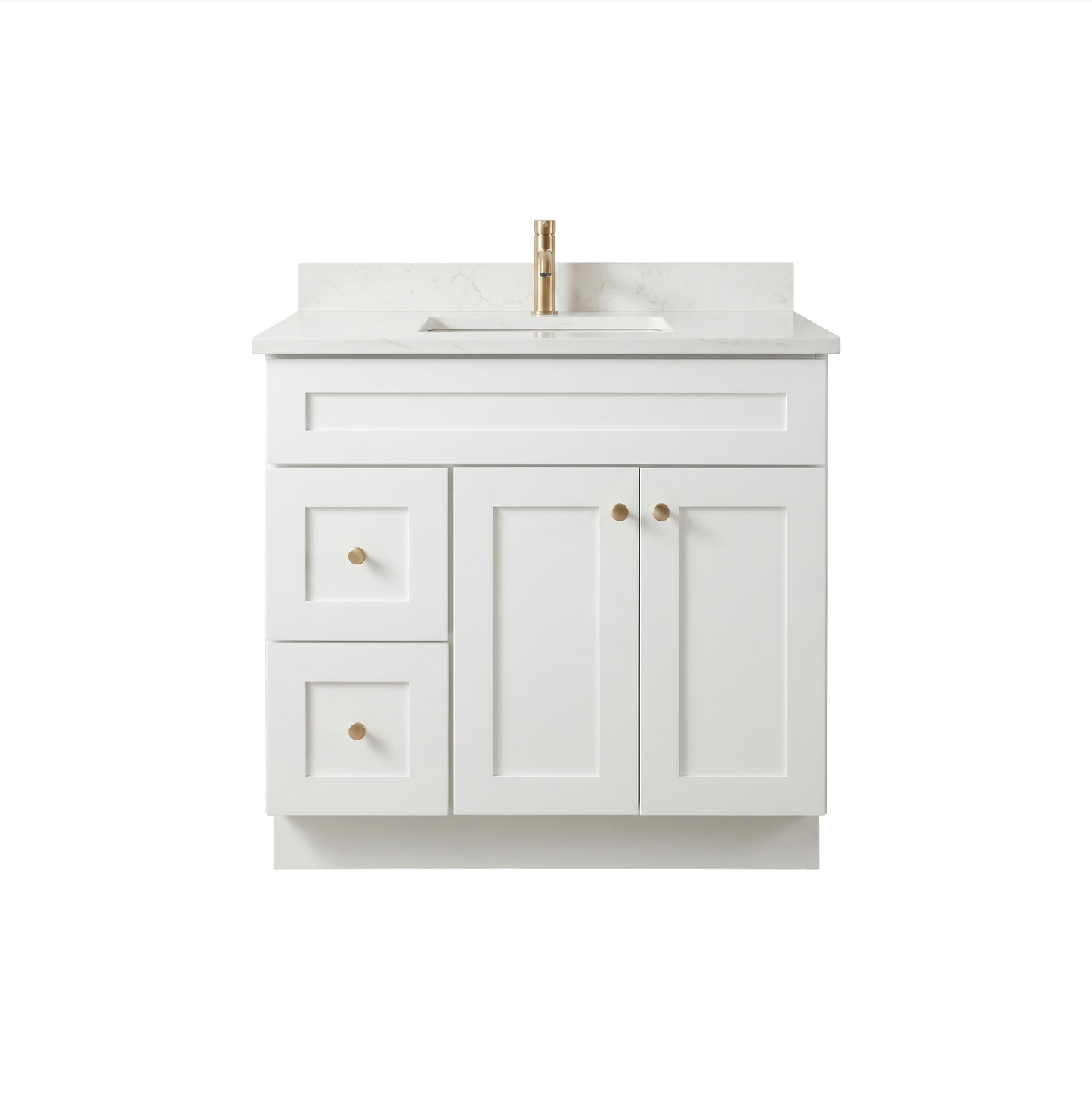 36" White Shaker Vanity – Single Sink