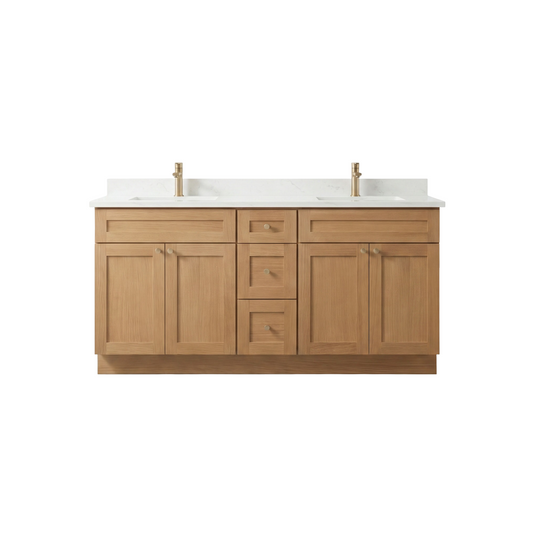 72" White Oak Shaker Vanity – Double Sink