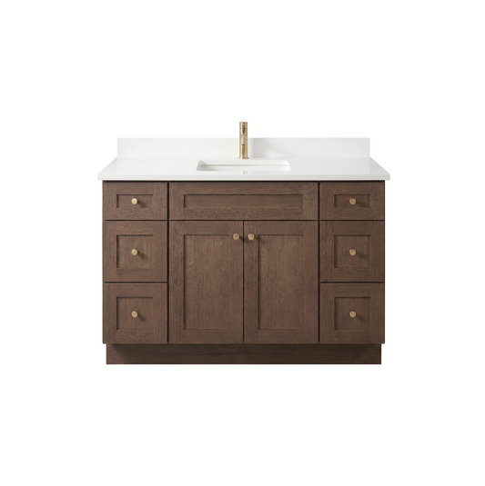 48" Coffee Bean Oak Shaker Vanity – Single Sink