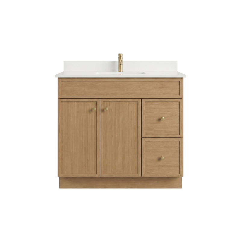 36" Slim Shaker Bathroom Vanity – White Oak