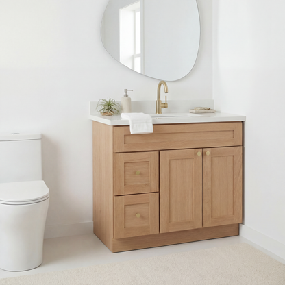 36" White Oak Shaker Vanity – Single Sink