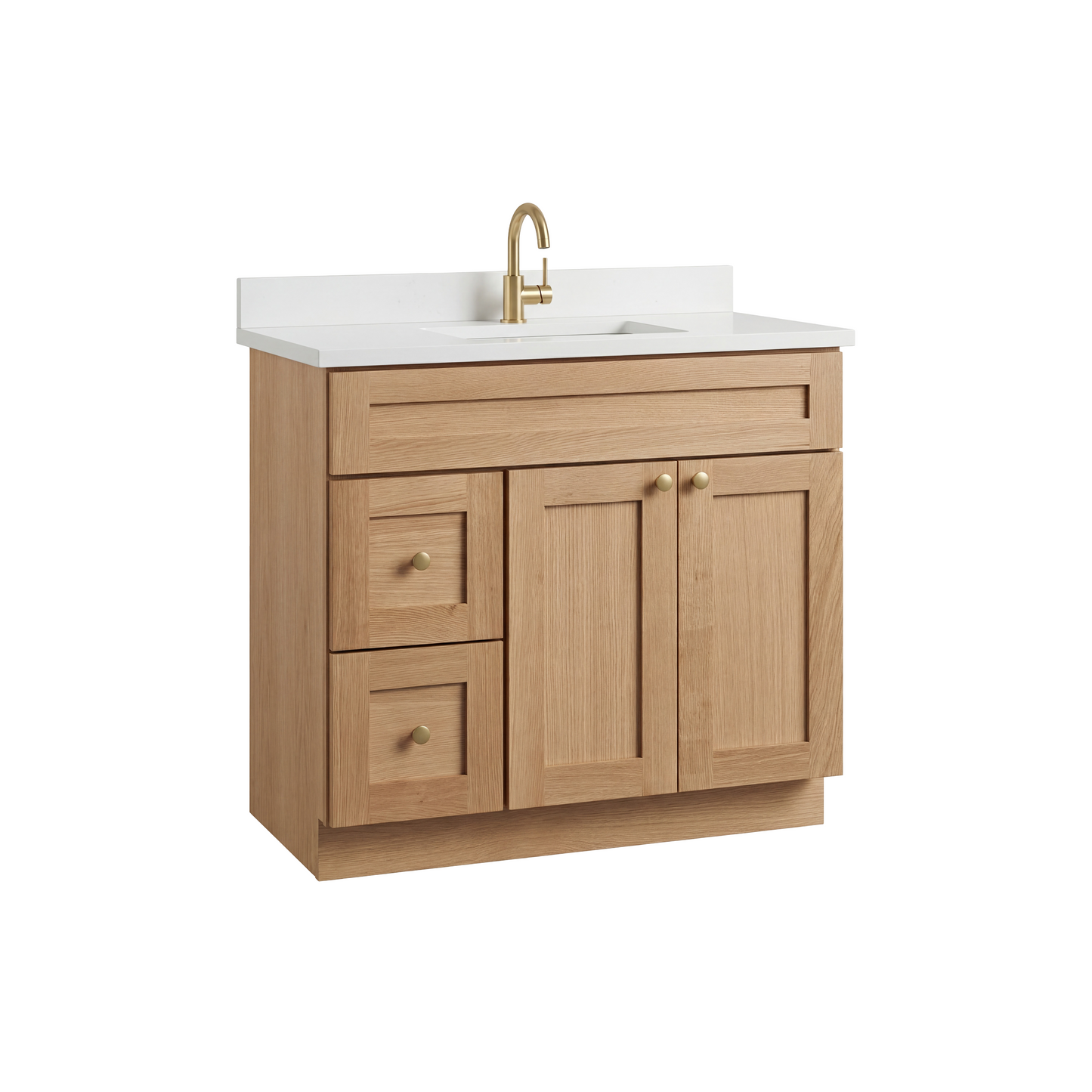 36" White Oak Shaker Vanity – Single Sink