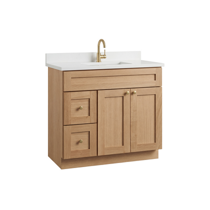 36" White Oak Shaker Vanity – Single Sink