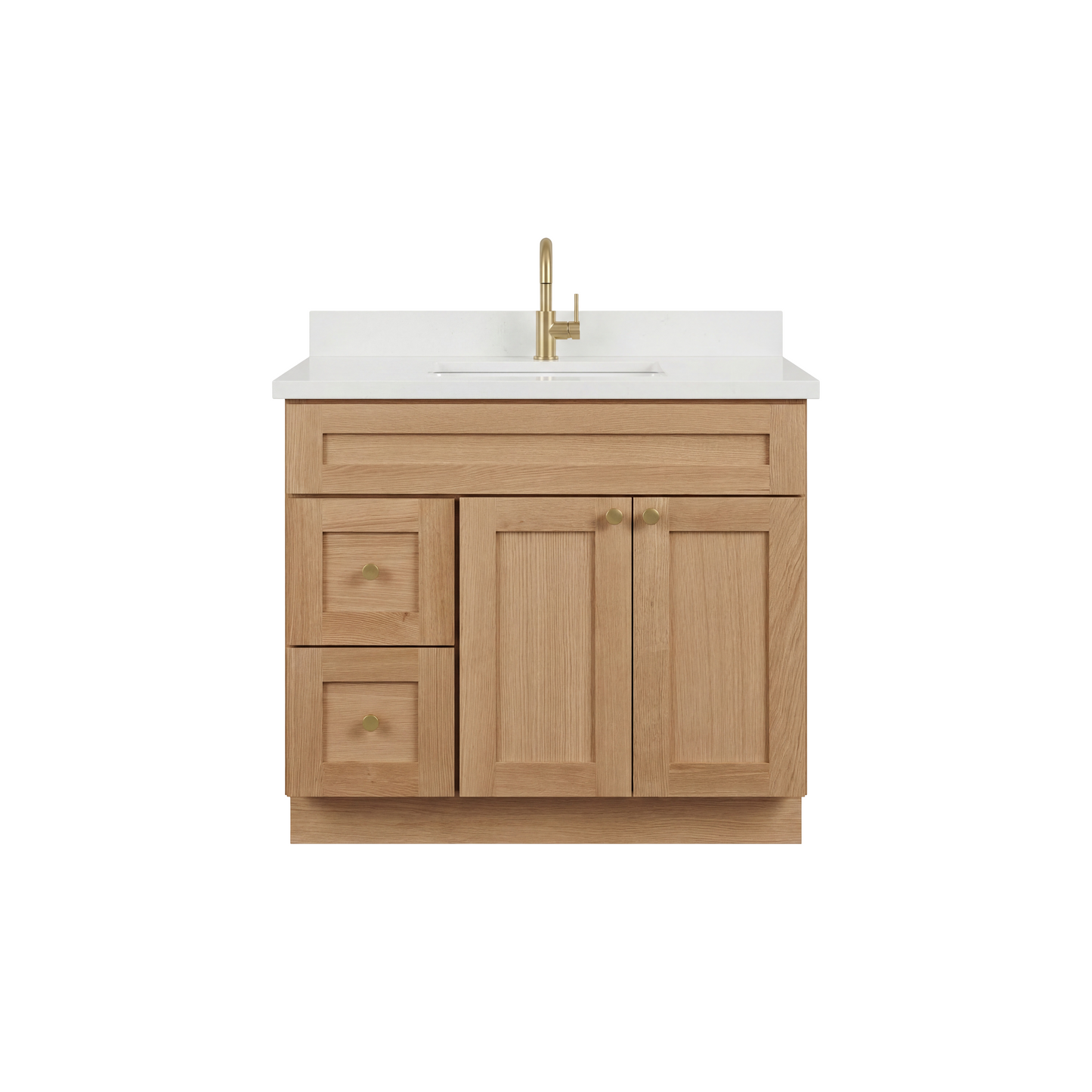 36" White Oak Shaker Vanity – Single Sink