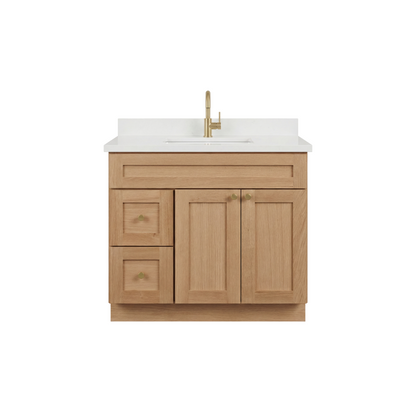 36" White Oak Shaker Vanity – Single Sink