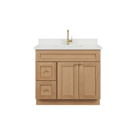 36" White Oak Shaker Vanity – Single Sink
