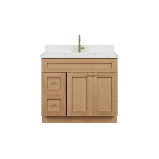36" White Oak Shaker Vanity – Single Sink