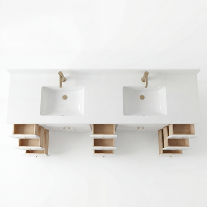 84" White Shaker Vanity – Double Sink