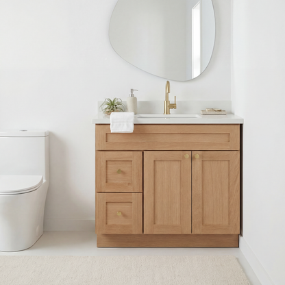 36" White Oak Shaker Vanity – Single Sink