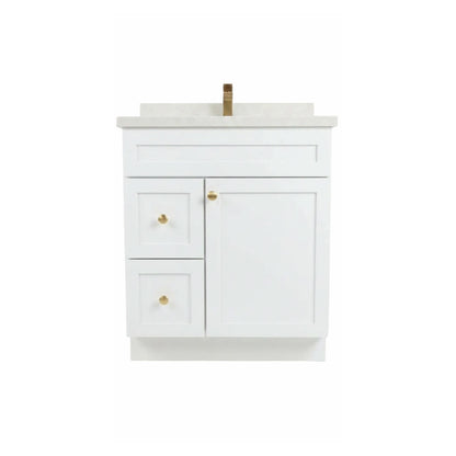 30" White Shaker Vanity – Single Sink