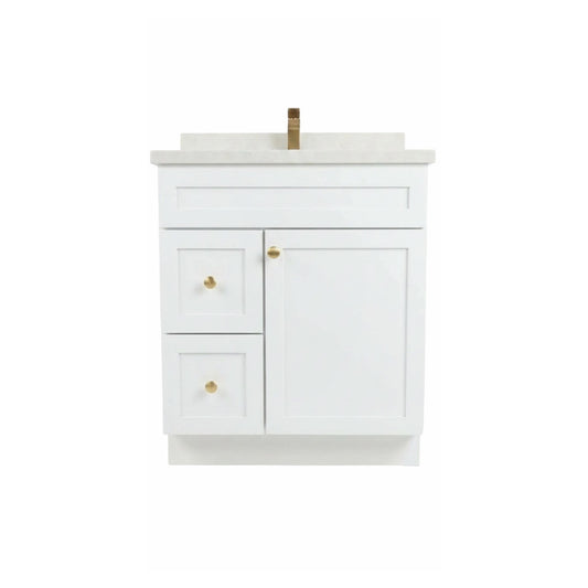 30" White Shaker Vanity – Single Sink