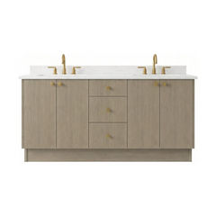 72" Manhattan Oak European Vanity with Quartz Top – Double Sink
