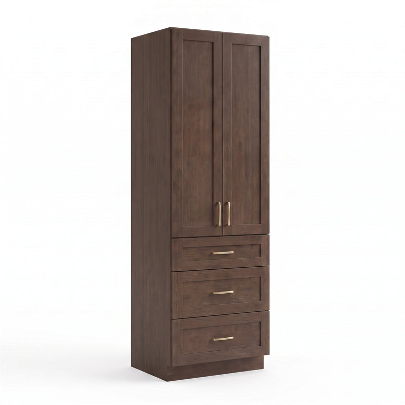 Coffee Bean Oak linen tower — left angle