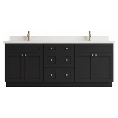 84" Shaker Bathroom Vanity – Black – 6 Drawers