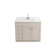 42" Taupe Shaker Bathroom Vanity with Quartz Top – Single Sink