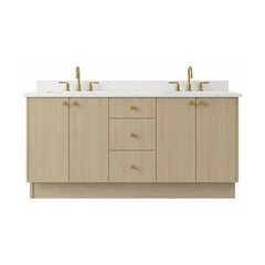 72" Desert Oak European Vanity with Quartz Top – Double Sink